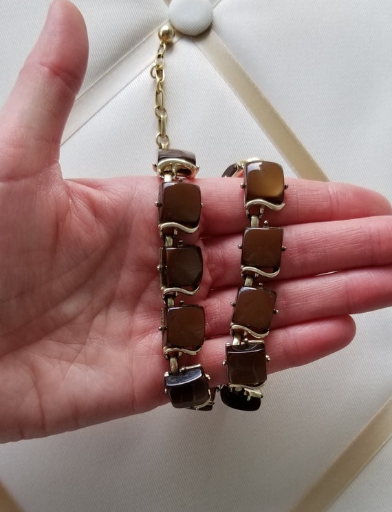 Coro necklace Thermoset jewelry Brown choker vint… - image 2