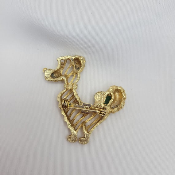 Gold dog brooch Jade stone brooch Vintage poodle … - image 4