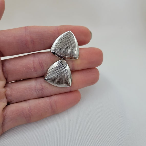 Triangle cufflinks Silver tone cufflinks Vintage … - image 3