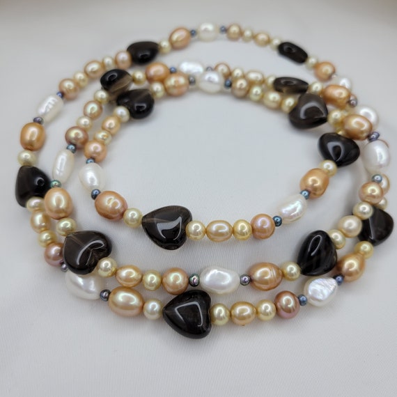 Multi shape beaded necklace Multicolor pearl neck… - image 4