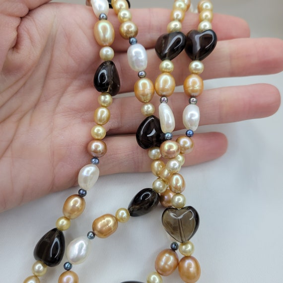 Multi shape beaded necklace Multicolor pearl neck… - image 5