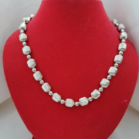 Whiting and Davis necklace Vintage silver beaded … - image 1