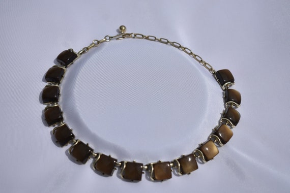 Coro necklace Thermoset jewelry Brown choker vint… - image 1