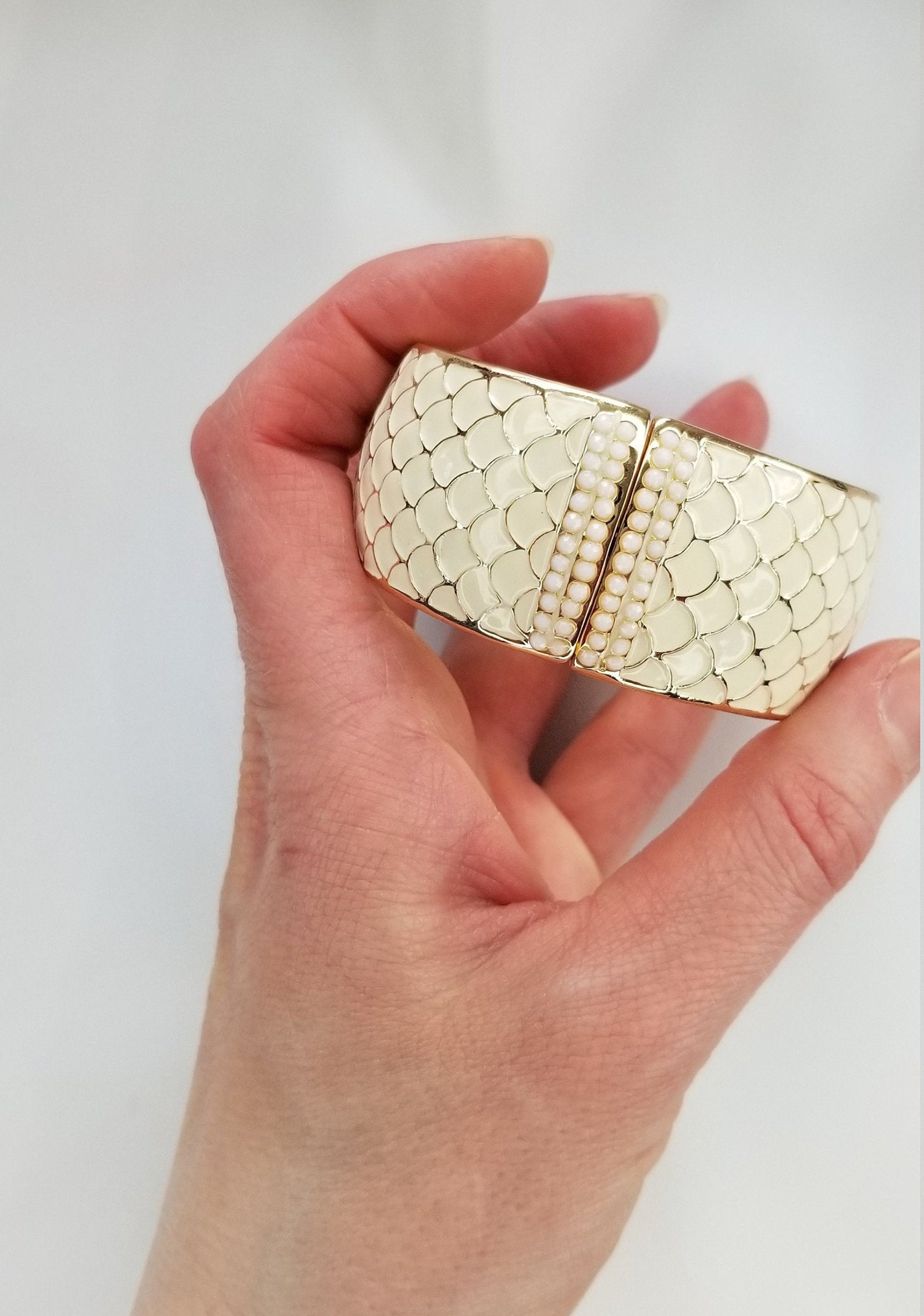 Snake skin bracelet Enamel bracelet vintage Wide bangle Etsy