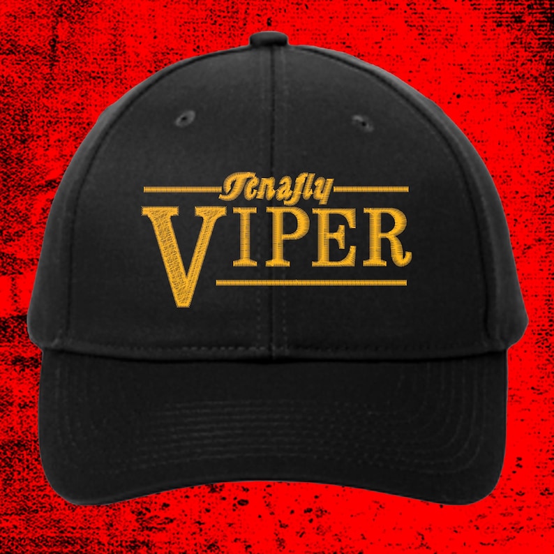 May include: Black baseball cap with a gold embroidered logo that says "Tenafly VIPER".