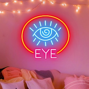 Evil Eye Neon Sign for Art Wall Decor,Goth Eyes LED Light up Sign for Home Karaoke Bar Restaurant Pub Cafe Salon Man Cave,Cool Neon Lights