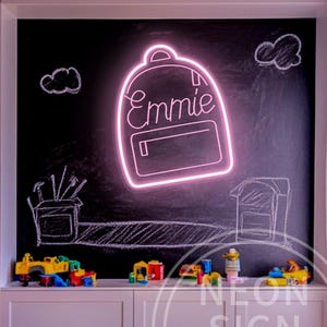 Custom Name Neon Sign Backpack Shape - Personalized Back to School Decor