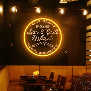 Insegna al neon a LED personalizzata per bar e grill in giardino: decorazioni per barbecue