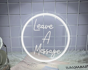 Leave A Message Acrylic Sign Custom Wedding Audio Guestbook Neon Sign LED Light Wall Decor Wedding Backdrop Salon Decor Personalized Gift