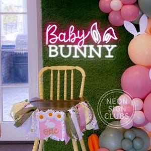 Placa de neon de coelho bebê, decoração personalizada de coelho de Páscoa, placa de LED de Páscoa para quarto de bebê, arte de placa de parede de feliz Páscoa, presente de Páscoa para crianças