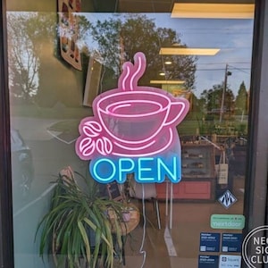 Coffee Open LED Neon Sign: Custom Cafe Bar Decor