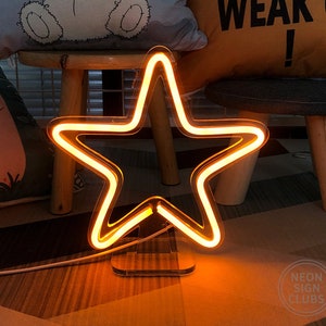 9.8" USB LED Mini Lamp Stars Sign Desk Light Custom Neon Sign Bedroom Kids Room Decoration Party Wall Decor