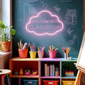 Personalized Teacher Name Neon Sign: Back To School Classroom Decor