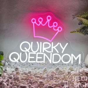 SCHRULIGE QUEENDOM Leuchtreklamen für Wanddekor, Mädchenzimmer beleuchtet Zeichen, Buchstabe mit Krone, LED-Lichtschild für Schlafzimmer-Party-Geburtstags-Verein-Bar-Abschlussball