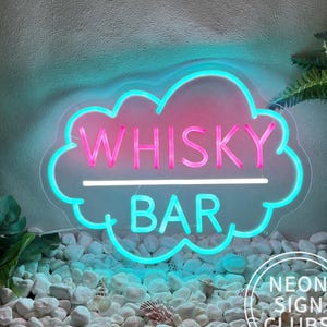 Letrero de neón WHISKY BAR, letrero iluminado LED de neón Whisky para decoración de pared/usado para hombres, cuevas, casas, bares, tiendas, pubs, tabernas, fiestas, juegos, decoración, regalo