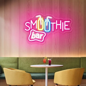 Placa de neon para bar de smoothies, placa de decoração de parede para festas com bebidas, placa de neon para café, luzes de neon LED para bar de bebidas geladas, placa de neon para restaurante, decoração de parede