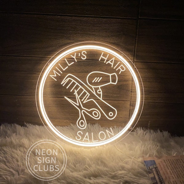 Custom Hair Salon Neon Sign,Custom Shop Name Signage,Scissors Wall decor,USB led Sign For Barber Shop,Barber’s Opening Sign,Gift For Friend