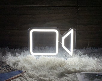 Video Camara Signage, 8" USB LED Lights with Table Stand,Mini Desk Lamp, Social Media Logo, Wall Decoration, Home Living Bedroom Decor