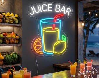 Juice Bar Neon Sign, Custom Fruit Drink LED Wall Light, Smoothie Shop Decor, Fresh Fruit Drinks Bar Cafe Wall Decor, Business Open Sign