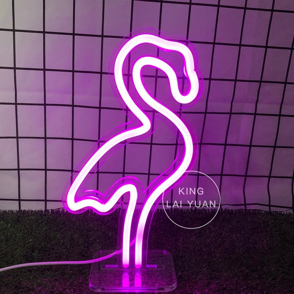 10.6 « LED Light Flamingo Sign, Mini lampe Neon Bar Sign, Custom Neon Sign, Chambre Kid Room Home Decor, Animal Sign, Room Desk Lamp Light