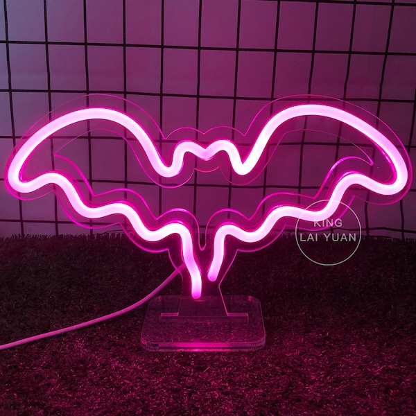 12.6" LED Bat Sign Cartoon Neon Light Sign ,Mini Lamp Custom Neon Sign Anime Bedroom Kids Room Home Decor ,USB Plug Neon Lamp Birthday Gift