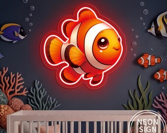 Clownfish Neon Sign, Custom Cute Sea Animals LED Neon Light, Home Room Kids Room Decor, Ocean Theme Nursery Decor, Underwater Animal Sign