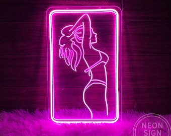 Bikini Lady LED Neon Sign, Custom Home Decor, Beauty Salon Sign