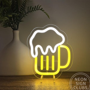 Segnaletica per birra USB da 7,8", mini lampada a LED con supporto da tavolo, insegne per bar, pub e club di casa, decorazione da parete, arredamento per soggiorno