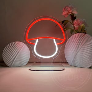 Cute Mushroom Neon Sign,USB Powered plant neon lights led table lamp for Bedroom Living Room Man Cave,Children Kids Girl Boy Christmas Gifts
