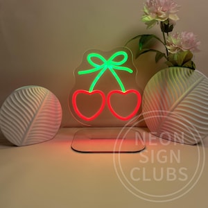 Cherry Neon Sign: USB Table Decor Light - 10x12 in
