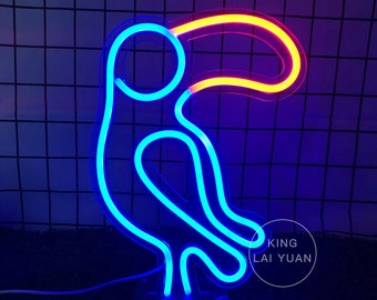 11.8" USB LED Mini Lamp Parrot Sign, Desk Light, Custom Neon Sign, Led Sign for Bedroom Kids Room Decoration Party Wall Decor