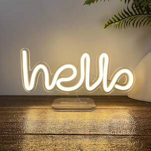 Lampada al neon mini LED USB da 10,6" Hello Neon Sign Home Living Bedroom Children's Room Decoration Office Desk Small Light Wall Decor