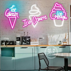 アイスクリームネオンサイン、アイスクリームカートサイン、カスタムネオンサイン、デザートショップ用LEDネオンライト、レストランコーヒーバーの壁装飾、部屋のネオンウォールアート