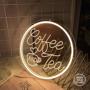 Café et thé Enseigne néon, Enseigne néon café, Enseigne LED USB pour ouverture de café, Enseignes au néon gravées, Enseigne de magasin personnalisé, Déco bar café cacao chaud