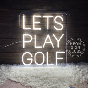 Insegna al neon Let's PLAY GOLF per decorazioni da parete, luci a LED per golf con lettere, insegna al neon per club/grotta, sala giochi, camera da letto, festa, decorazione per uomo, regalo