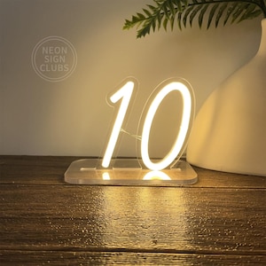 Letreros de neón con números, luces nocturnas USB para bodas, aniversarios, cumpleaños, fiestas, banquetes, graduaciones, cafeterías, bares, decoración de pared, letreros de neón para mesas.