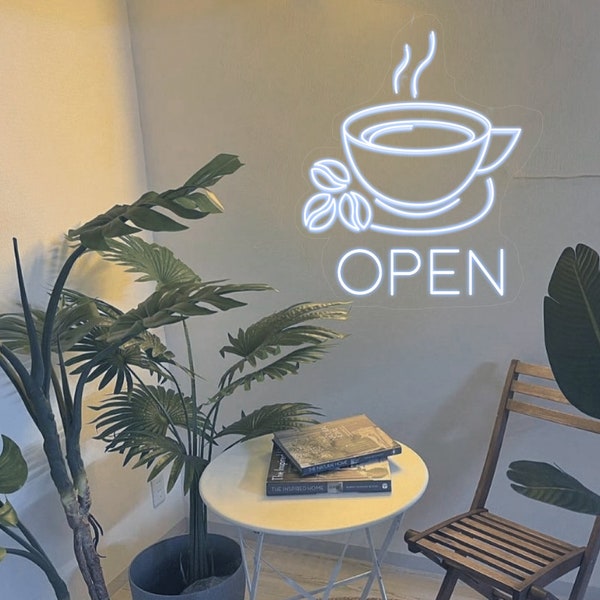 Koffie Open Neon Sign, Custom Coffee Bar Sign, Neon Coffee Sign, Cafe Bar Decor Sign, LED Neon licht voor koffieshop Open Sign, Custom Neon borden