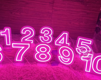 Number Neon Sign,Neon Table Numbers For Wedding Party,Neon Number Sign For Bar Table,USB LED Light Sign,Desk Lamp,Wedding Decor,Centerpiece