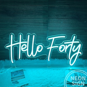 Hello Forty Neon Sign: Custom 40th Birthday Party Decor