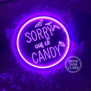 Przepraszamy za Candy Neon Sign,Gothic Neon Sign Wall decor,Akrylowy znak LED USB Night Light Neon Light,Thrill House Decor Grawerowany znak