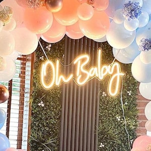 Oh Baby Placa de neon, Placa de neon personalizada, Decoração de chá de bebê, Placa de neon com nome, Placa de neon para quarto, Decoração de parede de berçário, Luz de neon para festa, Arte de neon LED