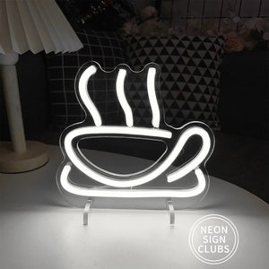 Kaffee Neon Schild,Kaffee Tasse Tischlampe,USB Led Neonlicht für Cafe Bar,Kaffee Shop Schreibtischlicht,Mini Neon Schilder,Wohnkultur Nachtlicht