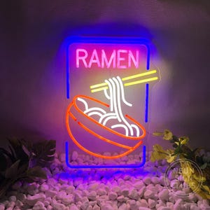 Ramen Bowl Neon Sign Custom Food Neon Sign Japanese Noodles Restaurant Neon Signage Kitchen Restaurant Wall Decor Custom Business Logo Sign