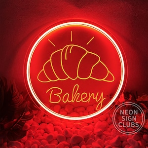 Bakery Neon Sign,Croissant Neon Sign,USB led Sign For Backery Coffee Shop Opening,Neon Sign Engraved,Custom Shop Signage,Cafe Wall Art Decor
