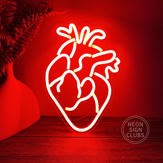 Human Heart Neon Sign: LED Wall Decor, Halloween Neon Lamp