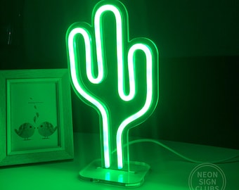 9.8" LED Mini Lamp Cactus Sign Neon Light Sign Custom Neon Sign Bedroom Kids Room Home Decor USB Plug Neon Light Personalized Gift