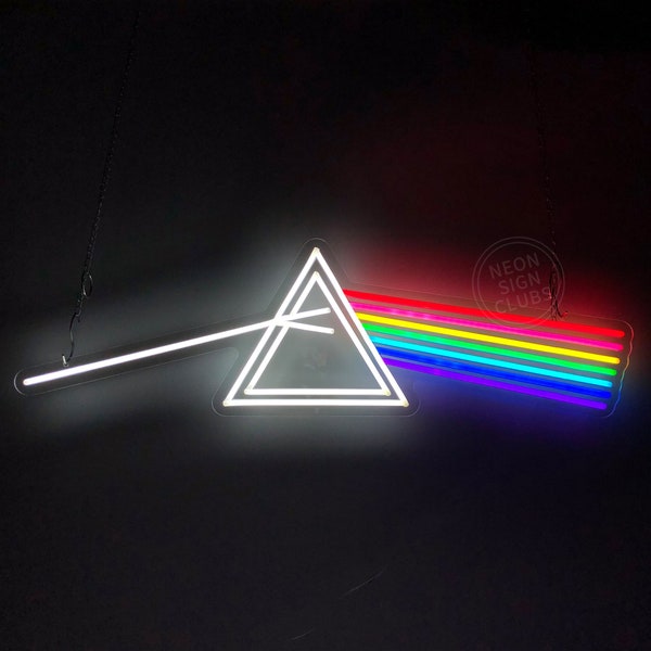 Pink Floyd Night Lamp, Led Neon Light, Neon Sign for Living Room Bedroom Home Pub Bar,Rainbow Design Art Prizma The Dark Side Of The Moon
