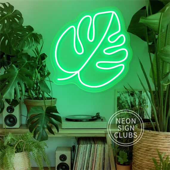 Monstera Leaf Neon Sign: Green LED Wall Decor - Etsy