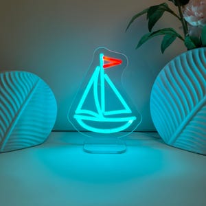 LED Sailboat Neon Sign: USB Powered Desk Light