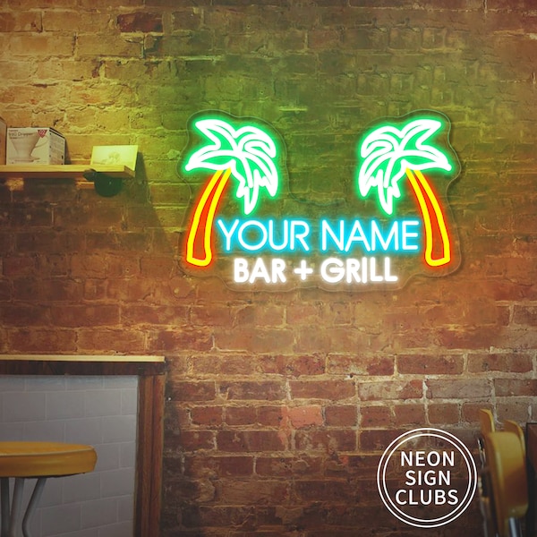 Custom Neon Sign,Custom Bar and Grill Neon Sign,bar decor,Neon Bar Sign,Led Neon Light Sign for Wedding Pub Shop Store Office Wall Decor